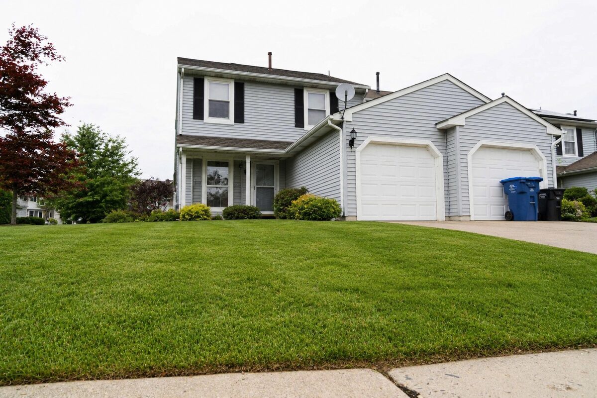 Fresh front yard after landscaping work